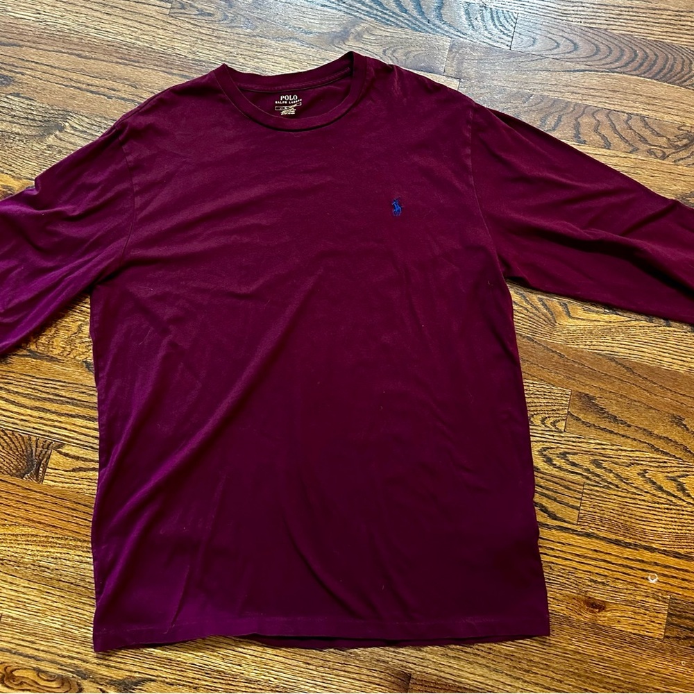 LONG TALL LARGE Men's Maroon Long Sleeve Shirt Ralph Lauren Polo